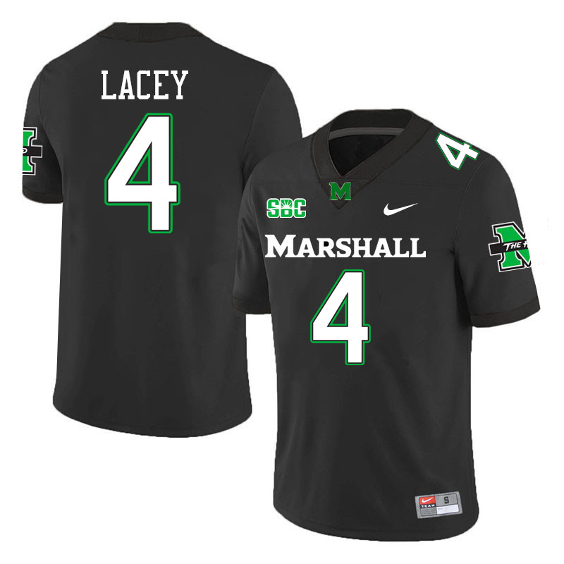 Marshall Thundering Herd #4 Demarcus Lacey College Football Jerseys Stitched-Black